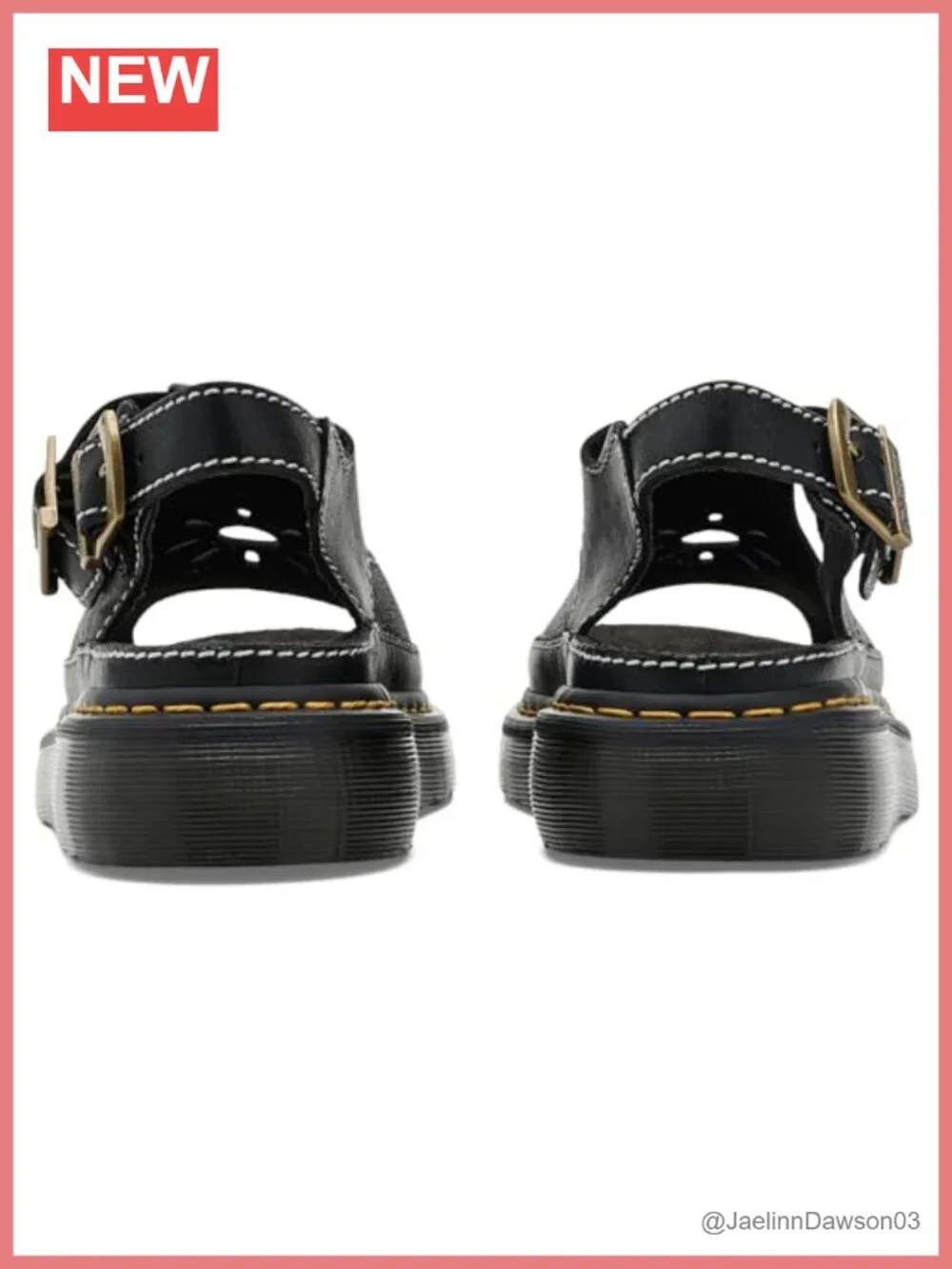Dr. Martens Slip-On Heeled Sandals Suede Cut-Out Flower Adjustable Buckle